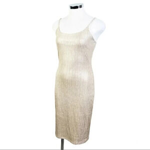 LABANGA Metallic‎ Gold Midi Dress Size Small